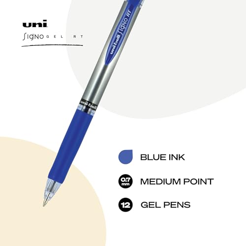Image of uniball Signo Gel Pen, Retractable, Medium 0.7 Mm, Blue Ink, Blue /metallic Accents Barrel, Dozen (Pack of 144)