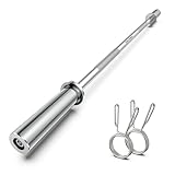 Olympic Barbell Bar 55', 2In-Weight Lifting Bar Standard Straight Barbell Bars for Bench Press/Hip Thrusts/Biceps/Lunges/Squat/Strength-Training Home Gym Weight Bar, 2 Collars(500lb Capacity) (Silver)