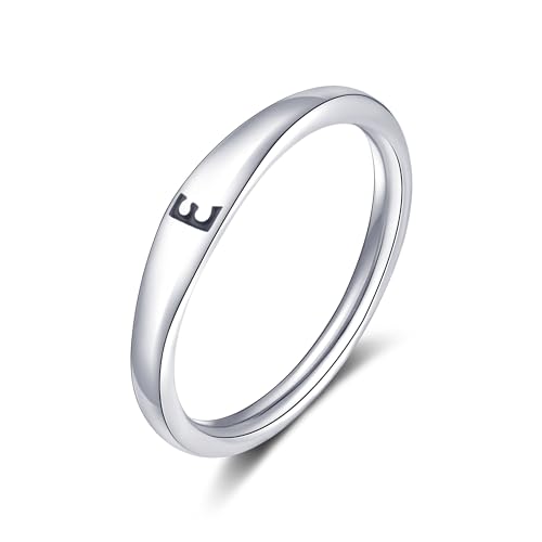 KAERUN Initial Rings for Women Non Tarnish 14K Silver Plated Cute Stackable Initial Letter Ring Dainty Thin Capital A-Z Thumb Rings Pinky Alphabet Ring Jewelry Gifts Size 6 7 8 9 10