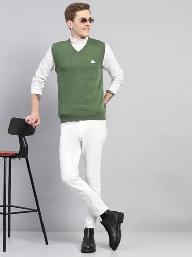 Image of Monte Carlo Men Regular Fit Sleeveless Solid V Neck Winter Sweater (Pack of 1)