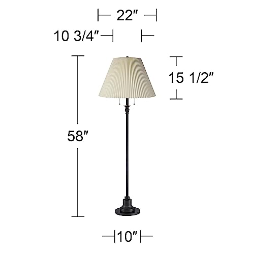 360 Lighting KS587X8 Spenser Retro Art Deco 58 Inch Tall Floor Lamp Standing Oiled Bronze Brown Metal Beige Fabric Pleated Empire Shade thumb #3