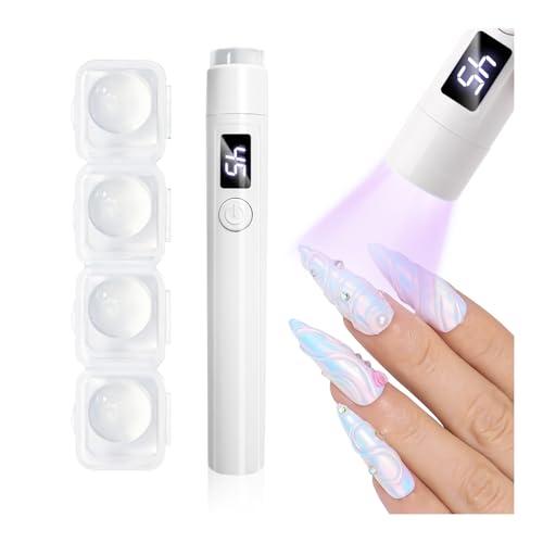 LEDSUUEI Cordless Mini Nail Lamp [Long-Lasting] Portable Handheld UV Light for Gel Nails Rechargeable with Silicone Head& LCD Screen Fast Flash Cure LED Nail Dryer for Polish, Nail Strips Home Travel