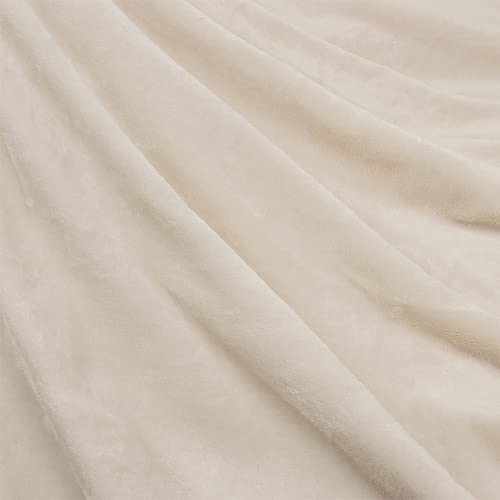 Pavilia Plush Sherpa Fleece Throw Blanket Cream Ivory | Soft, Warm, Fuzzy Beige Throw For Couch Sofa | Solid Reversible Cozy Microfiber Fluffy Blanket, 50X60 #TOP3