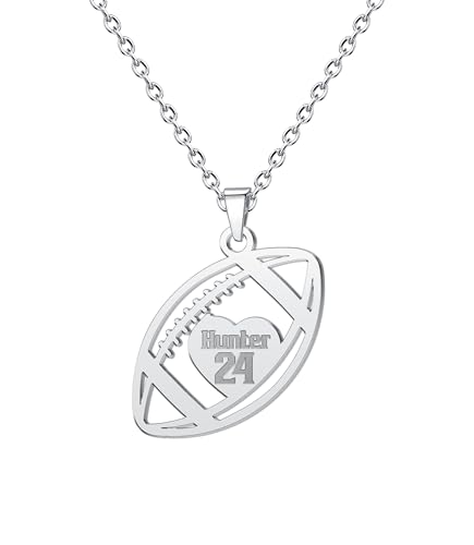 Personalized Number Necklace with Name for Sports Athelets Women Men Custom Necklaces Customized Football/Baseball/Soccer/Basketball/Volleyball Engraved Pendant Jewelry