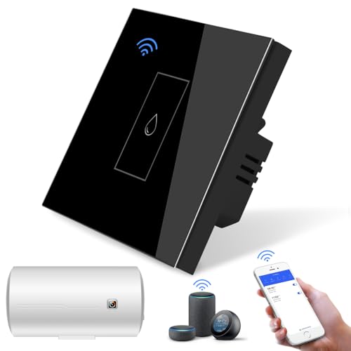 Interruttore timer intelligente per riscaldatore a immersione, 40 A, 8000 W, WiFi, interruttore per scaldabagno con timer, 40 A, 8000 W, interruttore per caldaia Smart Touch funziona con Amazon Alexa