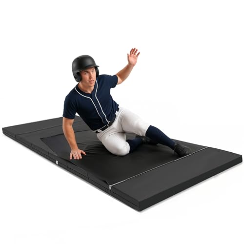 Baseball Sliding Mat Trainer 10 x 3.6 ft Slide Mat for Baseball and Softball 1.7 Inch Thick Foam Waterproof Antislip Foldable with Zipper and Stakes for Soccer Rugby Gymnastics Yoga and More