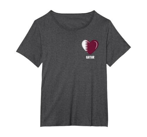Qatar Flag Shirt | Qatari T-Shirt, Women's Plus, Dark Heather Grey, 4X