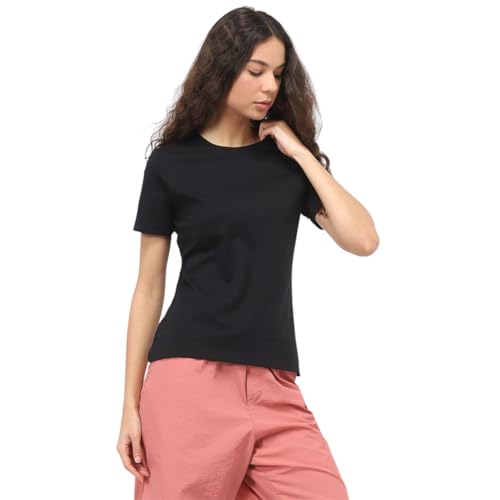 Image of NOBERO 100% Cotton T-Shirts for Women Stylish | Regular Fit | Solid T Shirts for Women 180 GSM Combed Cotton | Crew Neck Half Sleeve