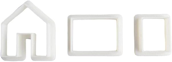 3 cortadores de biscoito moldes de plástico de grau alimentício para assar utensílios de plástico ecológico 3D desenho de casa de gengibre presente para assar, conjunto de moldes de biscoito