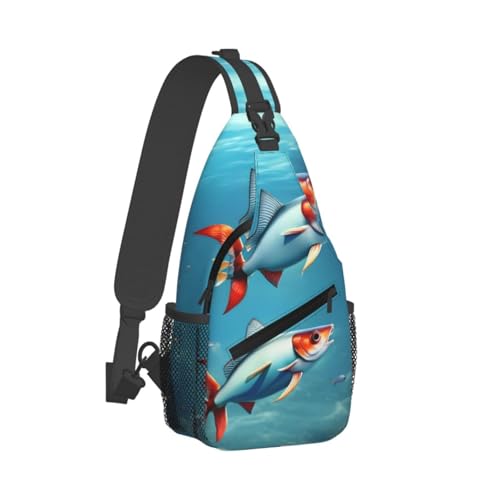 Mochila de hombro MYPIKY con estampado pez volador oceánico miniatura 2