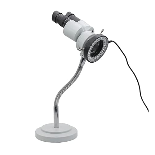 顕微鏡キット 8倍ステレオ顕微鏡双眼鏡顕微鏡 導いたリングライト調節可能ホース 顕微鏡レンズアダプター(With LED)