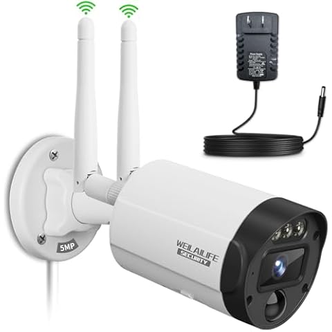 【2-Way Audio & PIR Motion Detection】 Dual Antenna Enhanced Outdoor Wireless Security Camera System, WiFi Video Surveillance, Home Security Cameras NVR, Complete with a 3M 12V1A Power Cable. Cover