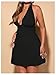 Floerns Women's Plus Size Deep V Neck Halter Dress Tie Back Sleeveless Mini Dresses Black X-Large Plus