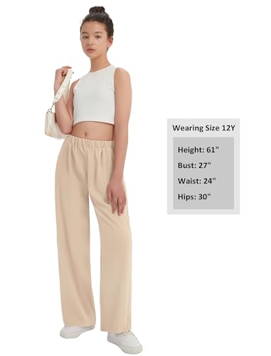 Image of EXARUS 3 Pack Girls Wide Leg Pants Flowy Linen Teen Casual Loose Baggy