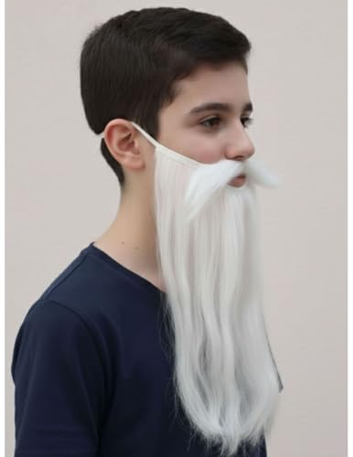 Image of BookMyCostume White Beard & Moustache Old Man Drama Kids & Adults Fancy Dress Costume Accessory Free Size