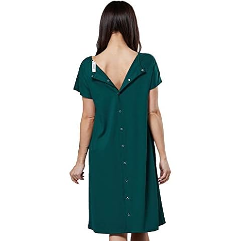 HAPPY MAMA Women's Maternity Nursing Delivery Hospital Gown Nightshirt 538p (Dark Green, UK 16/18, XL) Cover