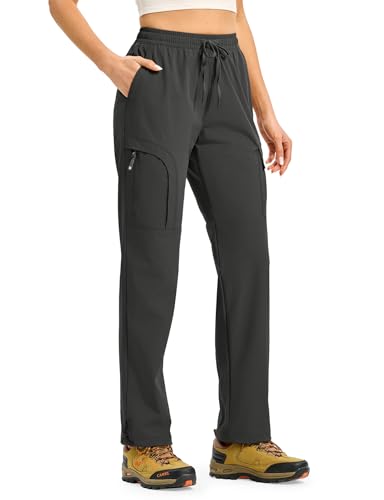 Gopune Women's Hiking Cargo Pants Lightweight Quick Dry Water Resistant Camping Work Travel Pants Deep Grey,L
