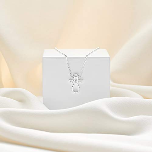 Collar de plata con ángel para comuniones y eventos de adolescentes 4