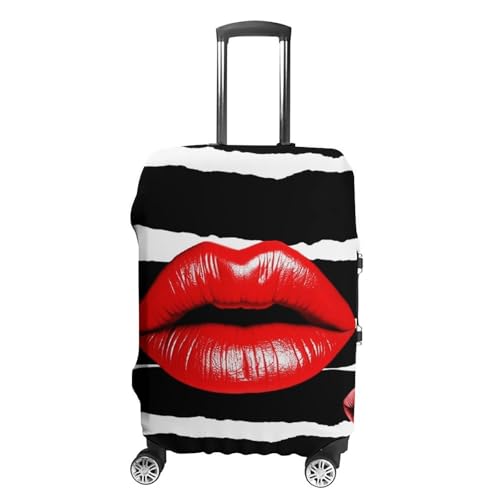 Red Lips Kiss Luggage Cover, Washable Elastic Suitcase Cover Protector Fit 18-32 Inch Luggage
