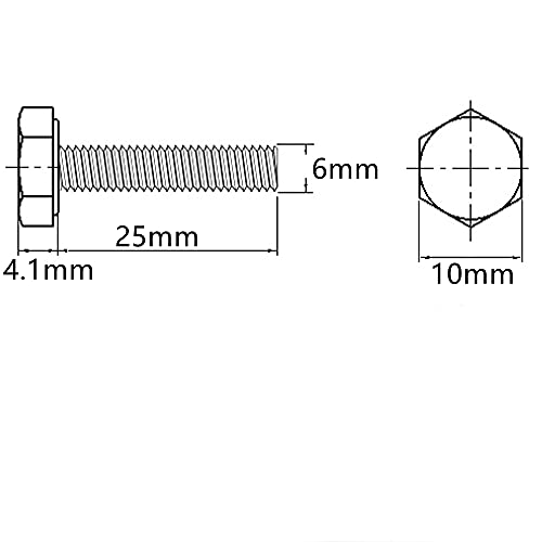 Image of M6 x 25mm White Nylon Hex Head Cap Bolts Screws, Plastic Hexagon Nuts, Full Thread Nylon Hexagon Head Cap Bolts, 50Pcs