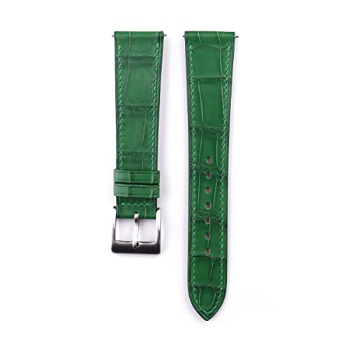 Handdn Handmade Alligator Leather Watch Bands for Men Women - Genuine Leather Watch Straps - Quick Release Watch Bands 16mm, 17mm, 18mm, 19mm, 20mm, 21mm, 22mm, 23mm & 24mm Watch Bands (Green)