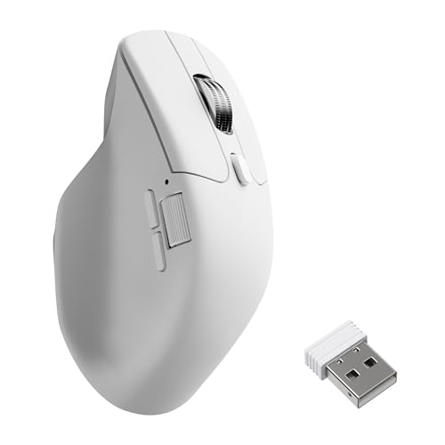 Keychron M6 Wireless All Silent Gaming Optical Mouse 8000Hz Tri-Mode 2.4 GHz/Bluetooth 5.3/Wired PixArt 3950 Sensor 30000 DPI Magnetic Metal Scroll Wheel for Windows PC/Mac - White