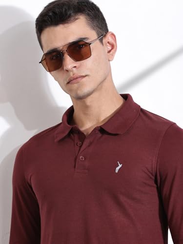 Image of Thomas Scott Men's | Solid | Full Sleeve | Regular Fit | Cotton Blend | Polo Collar | Casual Tshirt