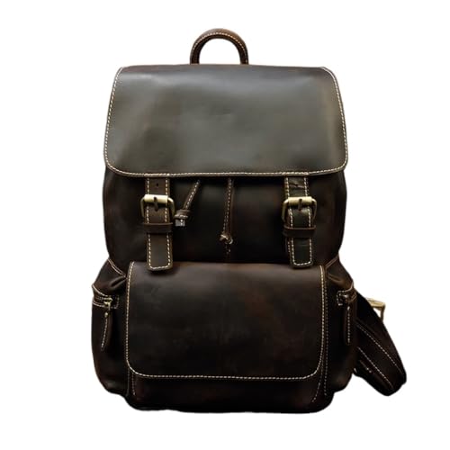 Crazy Horse Leather Backpack Day Pack Travel Bag for(E)