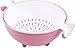 CHICHIC 2 in 1 Kitchen Strainer/Colander Bowl Sets, Large Plastic Washing Bowl and Strainer, Detachable Colanders Strainers Set, Space Saver for Fruits Vegetable Cleaning Washing Mixing, Pink
