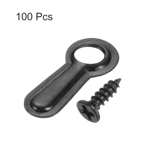 Image of HARFINGTON 100Pcs Picture Frame Backing Hardware Clips with 100Pcs Screws 16mm Photo Frame Turn Button Fasteners Picture Frame Backing Clips for Craft Hanging Pictures, Black