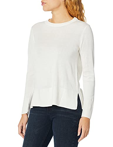 NYDJ Women's Long Sleeve Crew Neck Sweater Sweater, Vanilla, M