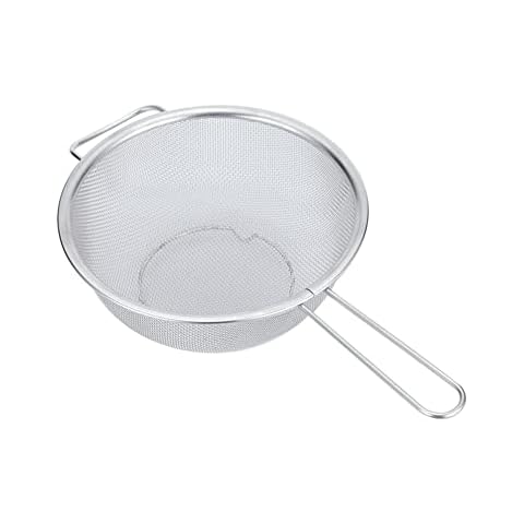 Large Stainless Steel Fine Mesh Strainer Colander Sieve with Sturdy Handle Grip and Base - 7.5 Inch / 19.5 cm Diameter. (Stainless Steel) Cover