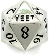 Miniatura 7 de Juego de dados de metal plateado D20 YEET OOF de 20 caras para juego de rol, Dungeons and Dragons, D&D Pathfinder Shadowrun y enseñanza de