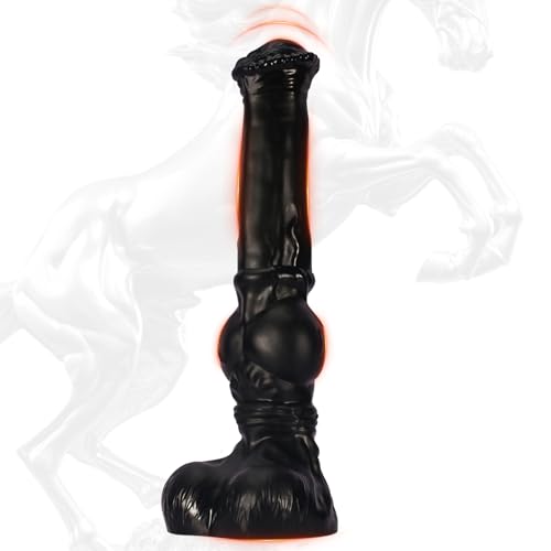 BDSMYOU 4.0 Realistischer Horse Dildo Groß Pferde Dildo - 300mm Riesen Dildo mit Saugnapf & Hoden,Realistische Dildos Monster Dildo Penis Anal Dildo Buttplug Analplug Analdilos (Schwarz, S)