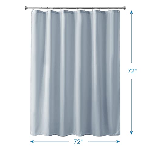 Image of Amazer Light Gray Shower Curtain Liner, Light Gray Fabric Shower Liner, 2-in-1 Bathroom Shower Curtain and Liner, 12 Grommet Holes, Water Proof, Machine Washable, Hotel Quality, 72 x 72 Inches