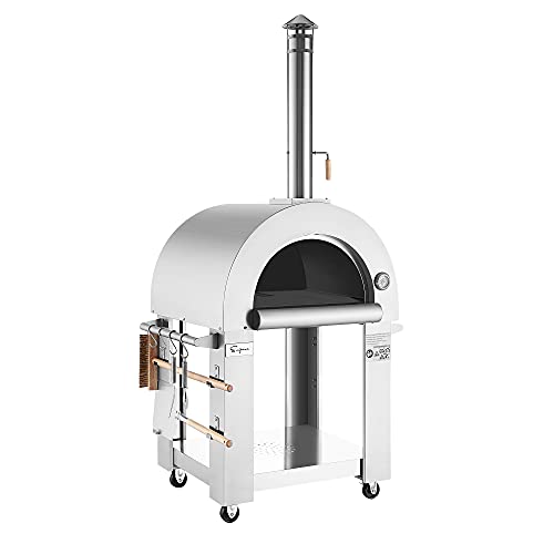 Image of Empava 32.5 inch Wood Fired Pizza Oven Grill for Outdoor Kitchen in Stainless Steel