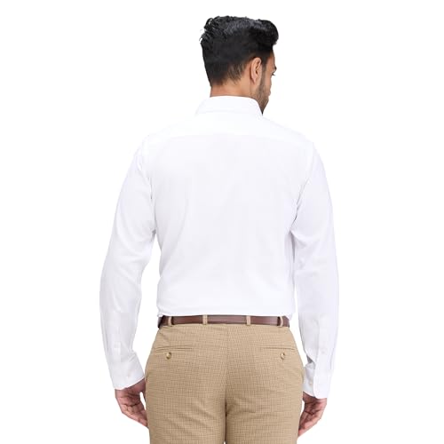 Image of Raymond Men Pure Cotton Slim Fit Structure Pattern Semi Cut Away Collar Formal Shirt