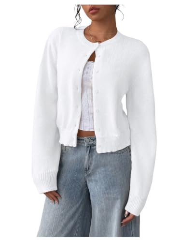 Image of SOLY HUX Women's Button Down Cropped Lightweight Cardigan Sweater | Cute Fall Fashion, 2026