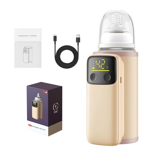 Portable Bottle Warmer Rechargeable Milk Heating Sleeve Fast Heating with 6 Temperature Gears 6000mAh 18W Fast Charging Bottle Warmer for Breast Milk/Formula Warming for Travel Home Outdoor
