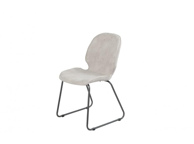Belhome Chaise en suédine avec piétement Luge Gris - 4 Coloris - Luge - Gris