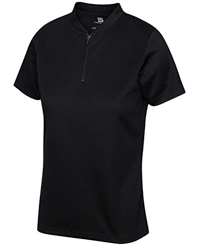 Womens Golf Polo With Zipper - Short Sleeve And Collarless Golf Shirts For Women - Uv Protection, Dry Fit, And 4 Way Stretch Black #TOP25