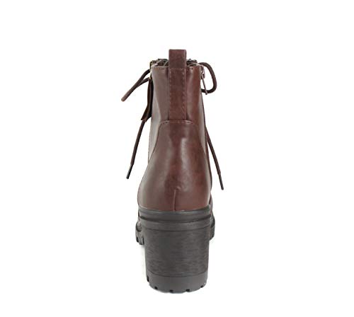 Soda INDIANA - Lug Sole Combat Lace up w/Side Zipper Fashion Ankle Bootie Shoes4