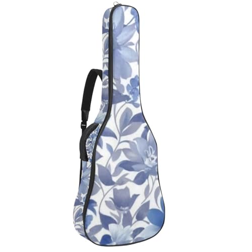 NUEAHEDN Aesthetic Colored Flowers Guitar Bag 40 41 42 In 2 Pockets Guitar Case Waterproof Guitar Case Resistent Oxford Cloth 0.4 In Extra Thick Sponge Padded for Acoustic Guitar