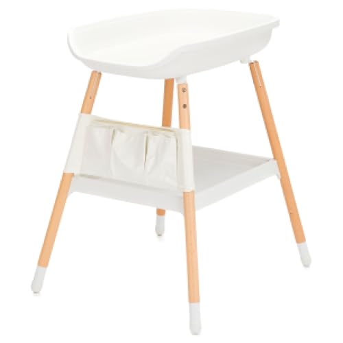 Fillikid Wickeltisch Exclusiv | Mobiler Wickeltisch | Wickelkommode mit Wickelauflage | Wickelkombination, Herausnehmbare Abwischbare Auflage, Praktische Seitliche Ablage, Holzbeine für Stabilität