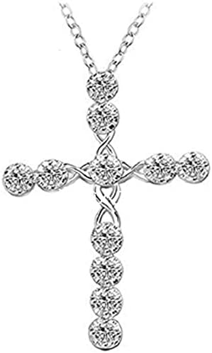Yonisun HOT Women 925 Sterling Silver Rhinestone Crystal Cross Pendant Necklace