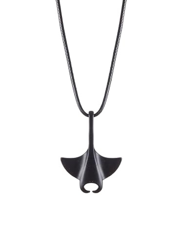 HAQUIL Manta Ray Pendant Necklaces for Men Women, Black Ray Pendant Necklace with Chain