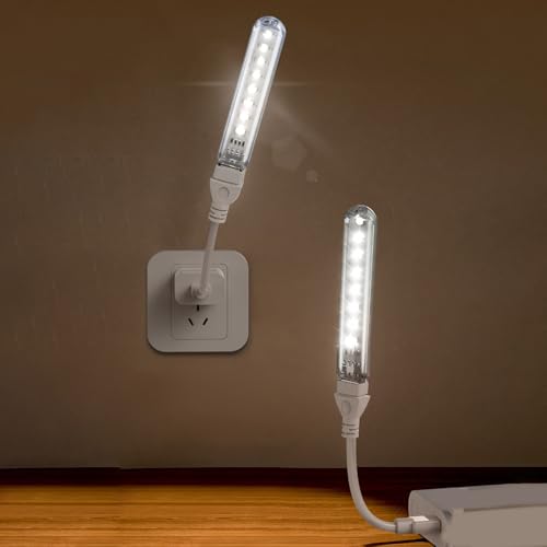 Lámpara de escritorio LED USB con 8 luces blancas brillantes para camping, dormitorio, pesca, dormitorio, lectura, computadora, coche, adaptador de carga USB - imagen 3