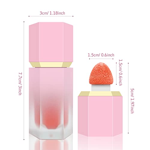Befivecok Liquid Blush For Cheeks, Soft Cream Blush With Cushion Applicator, Dewy Finish Matte Velvet Texture, Natural-Looking, High-Pigmented Blendable, Long-Wearing Skin Tint Blush Makeup | #06 Cheery-Peachy Pink #TOP1