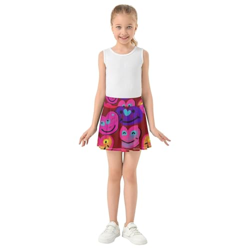 Joisal Girls' Shorts Athletic Skorts Toddlers Tennis Skirts Cute Little Girl Colorful Heart Faces Smiles 3t3