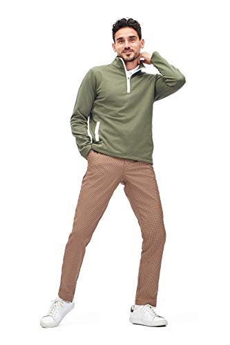 Levitate One Mens Fleece Golf Pullover Sweater - Half Zip Golf Jacket with Dual Front Pockets - Soft & Warm (Green, Large)